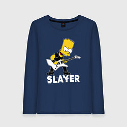 Лонгслив хлопковый женский Slayer Барт Симпсон рокер, цвет: тёмно-синий