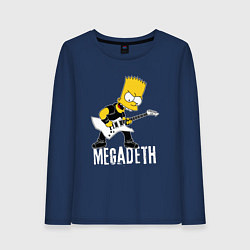 Лонгслив хлопковый женский Megadeth Барт Симпсон рокер, цвет: тёмно-синий