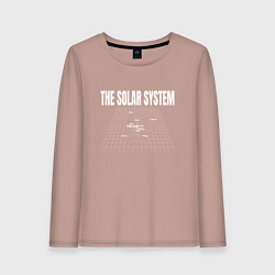 Лонгслив хлопковый женский Солнечная система на сетке, цвет: пыльно-розовый
