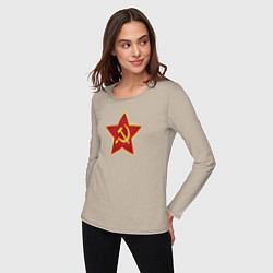 Лонгслив хлопковый женский СССР звезда, цвет: миндальный — фото 2