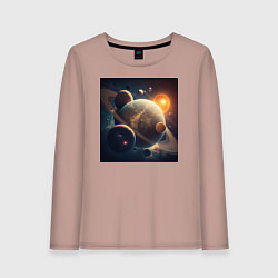 Лонгслив хлопковый женский Вся красота космоса, цвет: пыльно-розовый