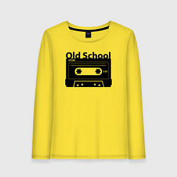 Лонгслив хлопковый женский Old school music, цвет: желтый