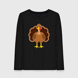 Лонгслив хлопковый женский Turkey bird, цвет: черный