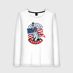 Лонгслив хлопковый женский American freedom, цвет: белый