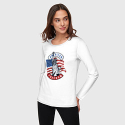 Лонгслив хлопковый женский American freedom, цвет: белый — фото 2