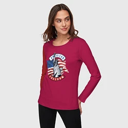 Лонгслив хлопковый женский American freedom, цвет: маджента — фото 2