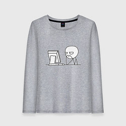 Лонгслив хлопковый женский Мемный программист, цвет: меланж