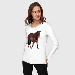 Лонгслив хлопковый женский Австралийская пастушья лошадь, цвет: белый — фото 2