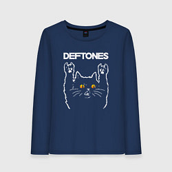 Лонгслив хлопковый женский Deftones rock cat, цвет: тёмно-синий