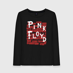 Лонгслив хлопковый женский Рок музыка pink floyd стена, цвет: черный