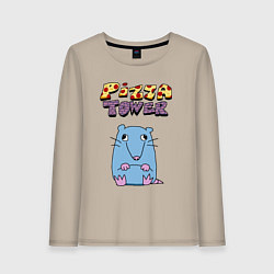 Лонгслив хлопковый женский Глупая Крыса из Pizza Tower, цвет: миндальный