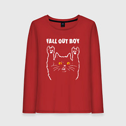 Лонгслив хлопковый женский Fall Out Boy rock cat, цвет: красный