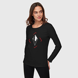 Лонгслив хлопковый женский Символ No Mans Sky в красном ромбе, цвет: черный — фото 2
