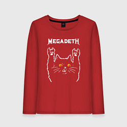 Лонгслив хлопковый женский Megadeth rock cat, цвет: красный