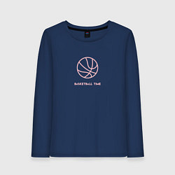Лонгслив хлопковый женский Время баскетбола, цвет: тёмно-синий