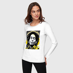 Лонгслив хлопковый женский Bob Marley Digital Art, цвет: белый — фото 2