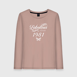 Лонгслив хлопковый женский Fabulous since 1981, цвет: пыльно-розовый