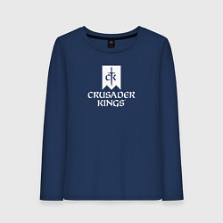 Лонгслив хлопковый женский Crusader Kings логотип, цвет: тёмно-синий