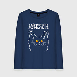 Лонгслив хлопковый женский Maneskin rock cat, цвет: тёмно-синий