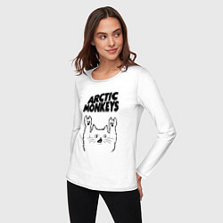 Лонгслив хлопковый женский Arctic Monkeys - rock cat, цвет: белый — фото 2