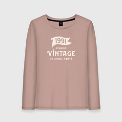 Лонгслив хлопковый женский 1991 подлинный винтаж - оригинальные детали, цвет: пыльно-розовый