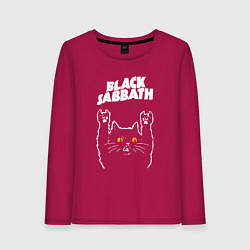 Лонгслив хлопковый женский Black Sabbath rock cat, цвет: маджента