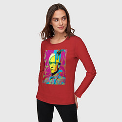 Лонгслив хлопковый женский Andy Warhol - pop art, цвет: красный — фото 2