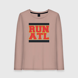Лонгслив хлопковый женский Run Atlanta Hawks, цвет: пыльно-розовый