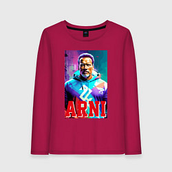 Лонгслив хлопковый женский Super Arnold Schwarzenegger - Arni ai pop art, цвет: маджента