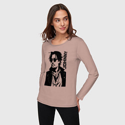 Лонгслив хлопковый женский Johnny Depp - graphics, цвет: пыльно-розовый — фото 2