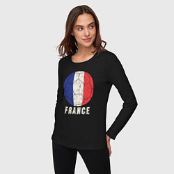 Лонгслив хлопковый женский Футбол Франции, цвет: черный — фото 2