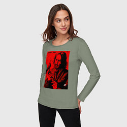 Лонгслив хлопковый женский John Wick Baba Yaga art, цвет: авокадо — фото 2