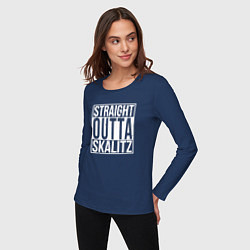 Лонгслив хлопковый женский Straight outta Skalitz, цвет: тёмно-синий — фото 2