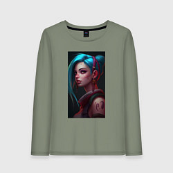 Лонгслив хлопковый женский Jinx art Arcane League of Legends, цвет: авокадо