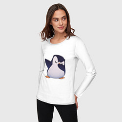 Лонгслив хлопковый женский Пингвин в танце, цвет: белый — фото 2