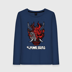 Лонгслив хлопковый женский Samurai logo, цвет: тёмно-синий