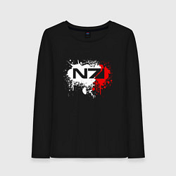 Лонгслив хлопковый женский Mass Effect N7 - shooter - logo, цвет: черный