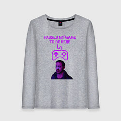 Лонгслив хлопковый женский Paused my game to be here, цвет: меланж