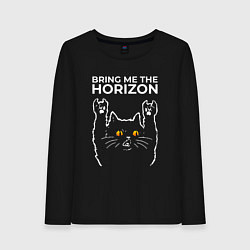 Лонгслив хлопковый женский Bring Me the Horizon rock cat, цвет: черный