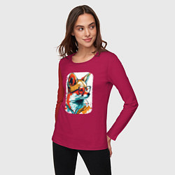 Лонгслив хлопковый женский Wise Fox, цвет: маджента — фото 2