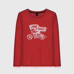 Лонгслив хлопковый женский Gimme danger - motorcycle - motto, цвет: красный