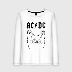Лонгслив хлопковый женский AC DC - rock cat, цвет: белый