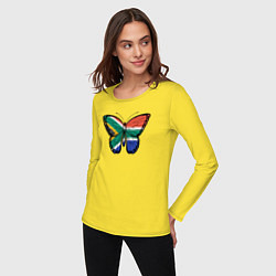 Лонгслив хлопковый женский ЮАР бабочка, цвет: желтый — фото 2