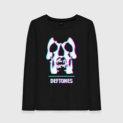 Лонгслив хлопковый женский Deftones glitch rock, цвет: черный