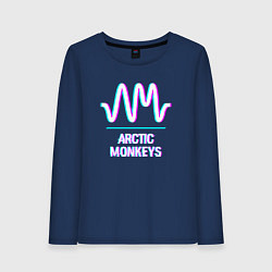 Лонгслив хлопковый женский Arctic Monkeys glitch rock, цвет: тёмно-синий