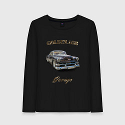 Лонгслив хлопковый женский Классический автомобиль Chevrolet Bel Air, цвет: черный