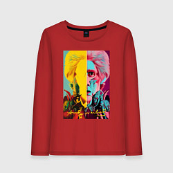 Лонгслив хлопковый женский Andy Warhol - self-portrait - neural network, цвет: красный