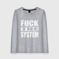 Лонгслив хлопковый женский SoD - f**k the system, цвет: меланж