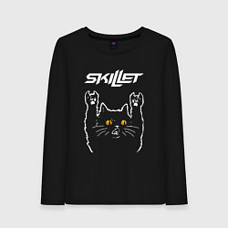 Лонгслив хлопковый женский Skillet rock cat, цвет: черный
