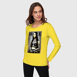 Лонгслив хлопковый женский Мона Лиза - готика - нейросеть, цвет: желтый — фото 2